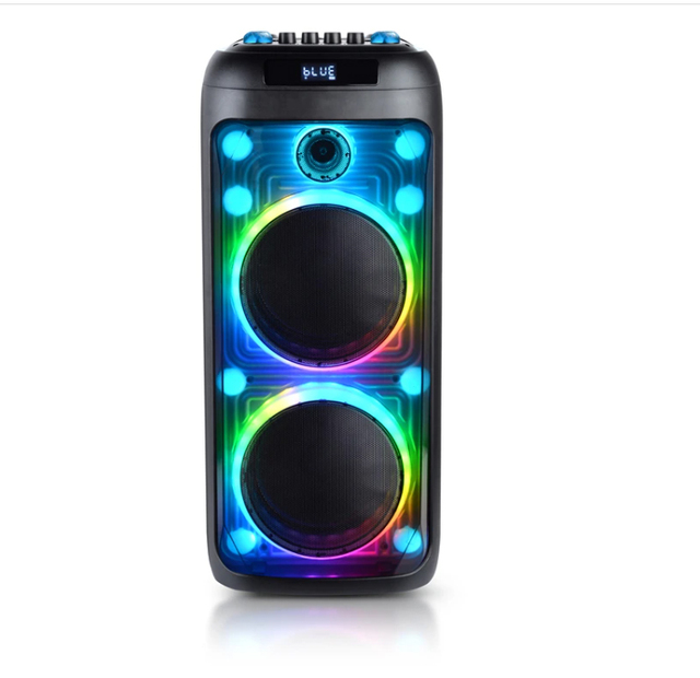 Portable Battery Audio System Dual 8" Drivers Hifi RGB 5.0 60W Wireless Mic Multi-Connect Outdoor Karaoke Party Sound Speaker
