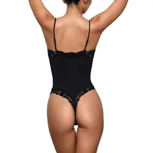 Women's Plus Size Bodysuit Tummy Control Activewear Breathable Jumpsuit Thong Brief Lace Sling Shaper Body Fitness Wear