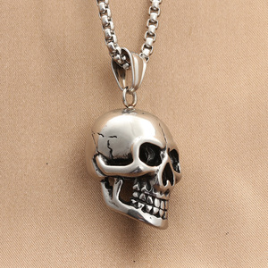Collar con Colgante de Calavera de Acero Inoxidable, Joyería Punk Retro para Hombre, Diseño Geométrico de Esqueleto 280422 - Product Image 2