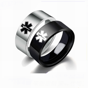 Оптовая продажа, кольца для мужчин и женщин, пара влюбленных, подарок, нержавеющая сталь, медицинское оповещение, кольцо, обручальное кольцо, свадебные украшения - Product Image 6