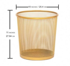 ถังขยะตาข่ายทรงกลมแบบเปิดด้านบน ตะกร้าขยะโลหะทรงกลมสีโรสโกลด์ - Product Image 6