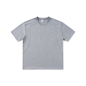 Camiseta Básica de Manga Corta para Hombre, 100% Algodón de Alto Gramaje, con Detalle de Costura en Paneles, Holgada, Oversize, Lisa, con Logotipo Personalizado, Venta al por Mayor - Product Image 2