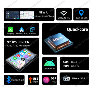 9 inch Android đài phát thanh xe nút Carplay băng tần kép Wifi GPS Navigation hệ thống đa phương tiện video âm thanh máy nghe nhạc phổ Bảng điều khiển - Product Image 3