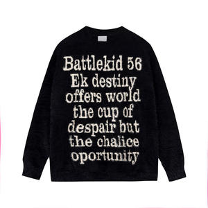 Sweat à capuche en laine/viscose tricoté sur mesure pour homme, lettres jacquard, manches longues, unisexe, respirant, anti-froissement, anti-boulochage - Product Image 2