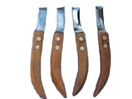 ที่มีคุณภาพสูงสแตนเลสที่กำหนดเองทำขัดสูงที่มีมือจับไม้ที่มีขอบคู่ม้ารองเท้าดูแลกีบมีด - Product Image 4