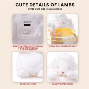 Portable Plush Cute Electric Hand Warmer with Adjustable Thermostat Rechargeable <b>USB</b> Power Bank for Outdoor & RV Use - Product Image 3