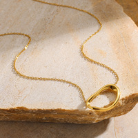 Collier en gros pour femmes, doré, avec pendentif ovale irrégulier évidé, en acier inoxydable, style minimaliste organique, bijoux de luxe léger