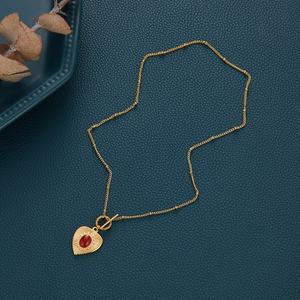 Elegante Collar Coreano Chapado en Oro de 14K Estilo Y2K para Mujer, Colgante de Moda con Corazón de Piedra Natural, Material de Acero Inoxidable - Product Image 3