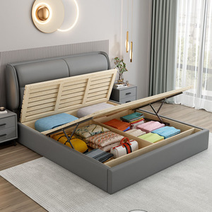 Moderno lusso camera da letto mobili morbidi <span class=keywords><strong>letti</strong></span> con fondina king Size imbottito letto matrimoniale con struttura in pelle Set materasso di stoccaggio Design - Product Image 6