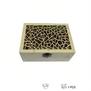 Set di tre scatole in legno decorative con design a reticolo geometrico per la decorazione della casa - Product Image 2