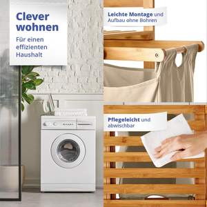 <span class=keywords><strong>Cesta</strong></span> De Lavandería De Bambú 2 Secciones Para Apilar Ropa Sucia Cestas De Lavanderia - Product Image 5