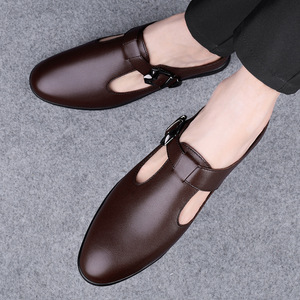 Scarpe Estive da Uomo in Pelle Traforata con Suola Morbida, Design Piatto a Mezzo Calzino con Chiusura Slip-On per la Stagione Autunnale - Product Image 4