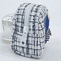 Porte-monnaie en tissu de laine style frais et élégant sur mesure, organiseur pour écouteurs et rouge à lèvres, mini sac à dos, porte-clés