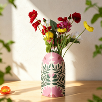 Vase en papier pliable imperméable imprimé, vase à fleurs de table bohème vintage, vase imprimé personnalisé pour la décoration de la maison