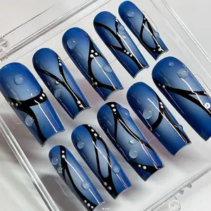 Press-on Nails Handmade Model Short Artificial ABS Design for Fingers and Toes XL Size LOW MOQ 20 Piece Press on Nails