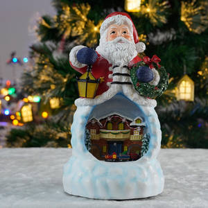 New Arrival <b>Christmas</b> Gift LED Musical Indoor Santa House Music <b>Box</b> Rotating Train Polyresin Material CE Certified Decoration - Product Image 4