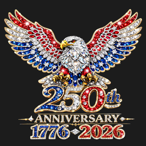 Faux Rhinestone America 250 Independence Day DTF Transfers Custom Patriotic Heat Transfer <strong>Prints</strong> for T Shirts Apparel Wholesale - Product Image 1