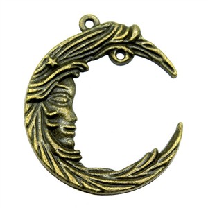Conector de Cara de Luna Dormida 38x32mm de Aleación de Zinc Plateado Antiguo con 2 Bucles para Tejido de <span class=keywords><strong>Atrapasueños</strong></span> Celestiales - Product Image 5