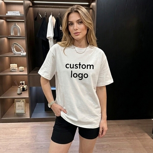 T-shirt Casual da Donna in Cotone a Maniche Corte, Vestibilità Ampia, con Effetto Lavato e Strappi, Stampa Lettering, Collezione Estiva 2025, Originale di Fabbrica, per <span class=keywords><strong>Coppia</strong></span> - Product Image 1