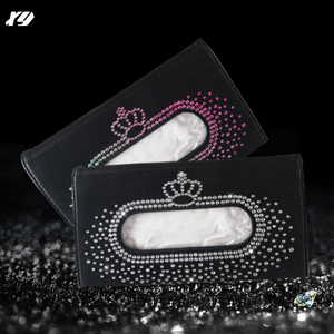 Rhinestone Pha Lê Kim Cương Bling mặt khăn ăn chủ lưu trữ hộp Tổ chức xe Sun Visor mô hộp cho <span class=keywords><strong>Kleenex</strong></span> - Product Image 2