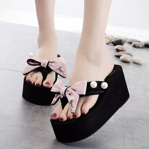 Tongs à talons de 8 cm avec nœud noué à la main, sandales de plage antidérapantes, chaussures de plage tendance pour femmes - Product Image 3