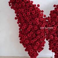 Fleurs artificielles personnalisées pour mariage, anniversaire, fournitures, cadre de fleurs en forme de papillon rouge, arche de fleurs en forme de cœur, décorations de fête, toile de fond