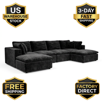 US-Lager Sofort Lieferbar Schwarzes Cord U-förmiges Modulares Ecksofa Komprimiertes Sofa Versand in 3 Tagen Kostenloser Versand