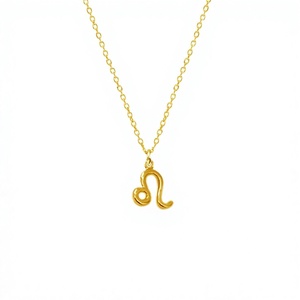 Collar con Signo Zodiacal Religioso de Leo, Cadena de Latón, Bañado en Oro, Alta Calidad, Unisex, Astrología - Product Image 1