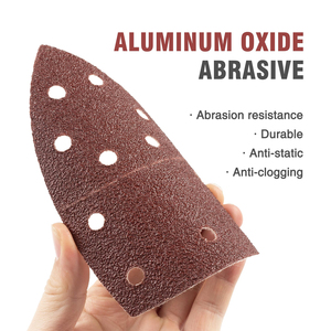 Fogli Abrasivi Triangolari Staccabili 4x6" con 11 Fori in Ossido di Alluminio, Carta Vetrata con <span class=keywords><strong>Velcro</strong></span> <span class=keywords><strong>per</strong></span> Levigatura e Lucidatura del Legno - Product Image 3