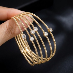 Bracelet élastique en or massif 18 carats Xinfly, perles facettées étincelantes, coupe diamant, bracelet flexible AU750, diamant naturel, bijoux fins - Product Image 4