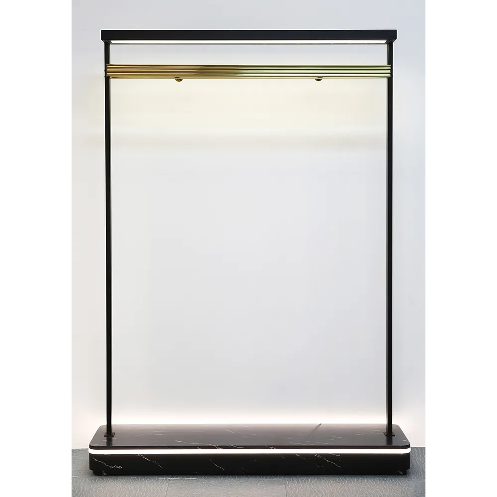 High-ende Clothing Store Black Racks metall Apparel Display Stand mit LED Light