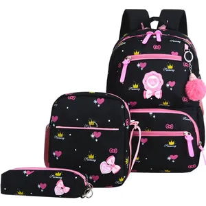 กระเป๋าเป้สะพายหลังวัยรุ่น Suppliers-Korea light nylon primary 3 in1children school bag teenager 2018 backpack set