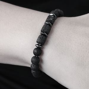 <span class=keywords><strong>Bracelet</strong></span> vintage en pierre naturelle œil <span class=keywords><strong>de</strong></span> tigre, pierre volcanique cylindrique, <span class=keywords><strong>bracelet</strong></span> diffuseur d'huiles essentielles en <span class=keywords><strong>lave</strong></span> pour hommes et femmes - Product Image 4