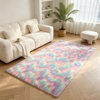 Tapis épais en velours et laine, à dégradé tie-dye spectaculaire, lavable, pour salon, table basse, chambre à coucher, style nordique