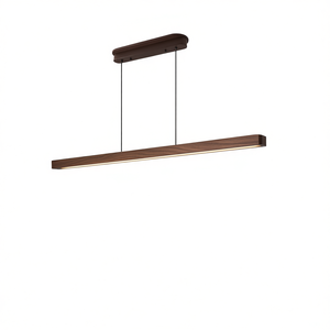 Walnut Wood LED Pendant <b>Light</b> 51 Inch Adjustable Modern Design for <b>Dining</b> Room Living Room - Product Image 1
