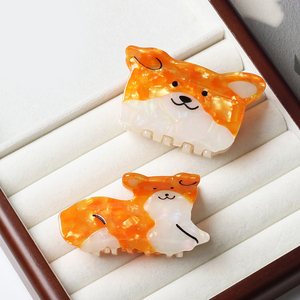7.5cm dessin animé mignon <span class=keywords><strong>Corgi</strong></span> Haarklammer mode doux moyen acétate requin cheveux griffe tempérament personnalité cheveux accessoires - Product Image 2