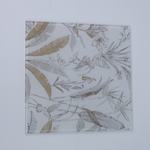 Marble And <b>Leaf</b> Pattern Silk <b>Screen</b> Printed Glass Stone And Plant Effect Ceramic Frit Glass for Interior Design Projects - Product Image 6