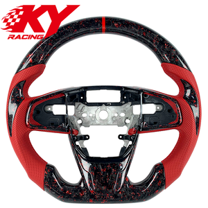 Volant de voiture en fibre de carbone forgée personnalisé de style racing, cuir perforé, pour Honda Civic 10e génération Type R FK8 2016-2021 - Product Image 1