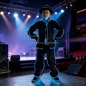 Ensemble de costume lumineux à fibres optiques pour <span class=keywords><strong>homme</strong></span>, blazer et pantalon LED lumineux pour soirée, boîte de nuit, spectacle sur scène, costume de mode - Product Image 1