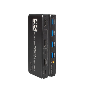 Aluminum USB3.0 KVM Switch Button Switch 2 Port HDTV <b>4K</b> 60Hz Resolution 1 Monitor 2 Computers 4 USB Ports <b>Projector</b>-OEM Brand - Product Image 1