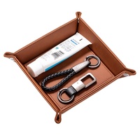 Petit MOQ, logo gravé au laser personnalisé, plateau de rangement en cuir de luxe pliable avec fermeture à pression pour cadeaux