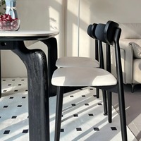 Ensemble de table à manger rectangulaire en bois massif, style rétro wabi-sabi, moderne, simple, créatif, blanc mat, pieds d'éléphant