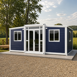 Casa Contenedor Plegable Expandible Azul y Blanca para Glamping y Alojamiento Temporal - Product Image 1