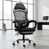 Chaise de bureau ergonomique moderne en maille avec vérin à gaz, pivotante et accoudoirs articulés pour bureau à domicile