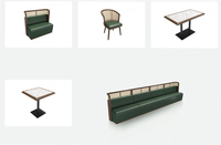 Design d'intérieur d'hôtel 5 étoiles de luxe, mobilier de restaurant moderne et écologique en bois et tissu velours, ensemble table et chaises