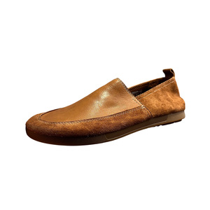 Mocasines de Cuero Genuino para Hombre, Color Café, con Bloques de Color, Suela Suave, Tacón Bajo, Zapatos Casuales para Conducir - Product Image 5