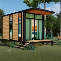 Maison conteneur en acier léger au design moderne pour usage bureautique, avec verrière, 2 chambres, maisonnette préfabriquée avec cuisine et salle de bain
