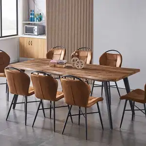 Ensemble de table de salon bon marché ensemble de table de salle à manger de cuisine de maison moderne table à manger extensible en bois de bord vivant 8 places