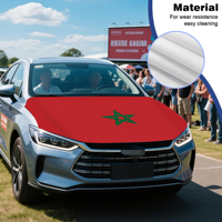 Housse de capot de voiture avec drapeau du Maroc, housse de moteur de voiture avec drapeau à effet d'impression par transfert thermique, taille personnalisée, tissu élastique