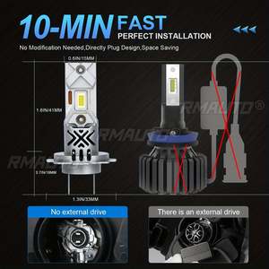 2 ampoules LED H7 pour phares de voiture, en aluminium, 30000LM, puces CSP, luminosité 6000K, blanc, Plug and Play - Product Image 5